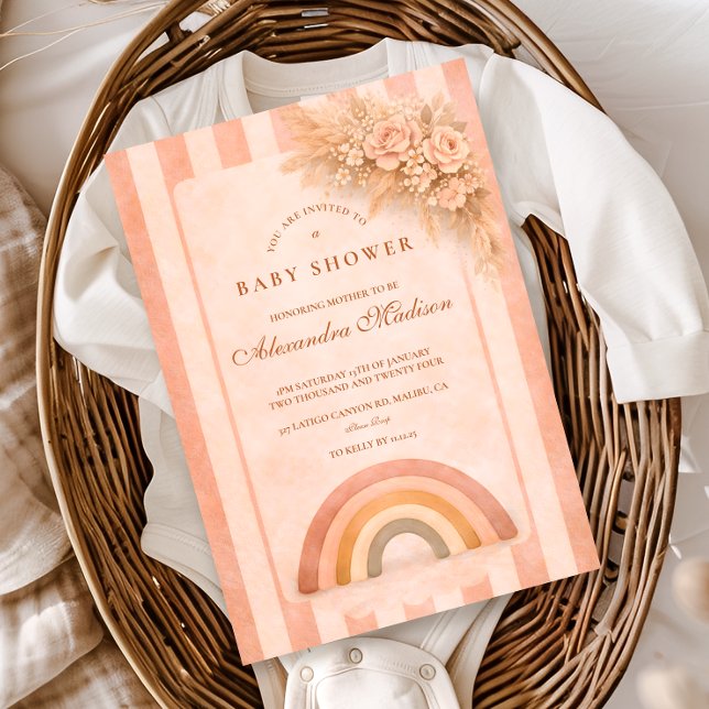 Convite Warm Desert Boho Rainbow Baby Shower (Criador carregado)