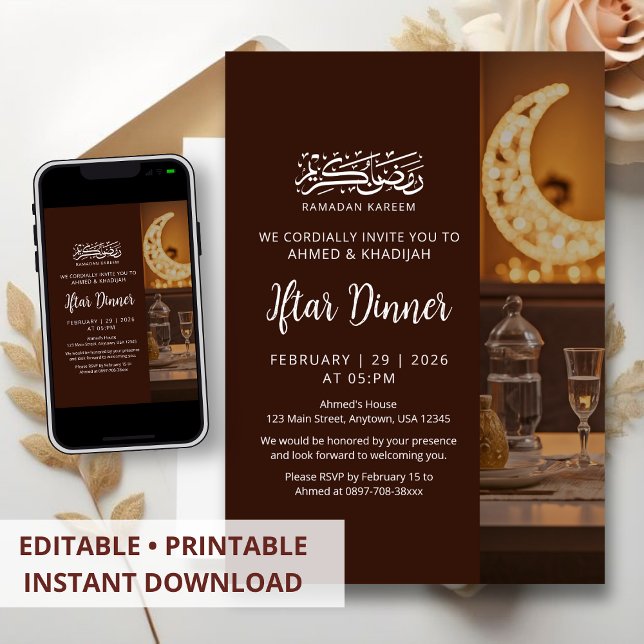 Convite Warm Lantern Table Setting Ramadan Iftar Dinner (Criador carregado)