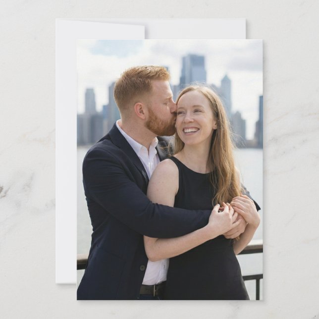 Convite Warm Navy Affectionate Photo (Frente)