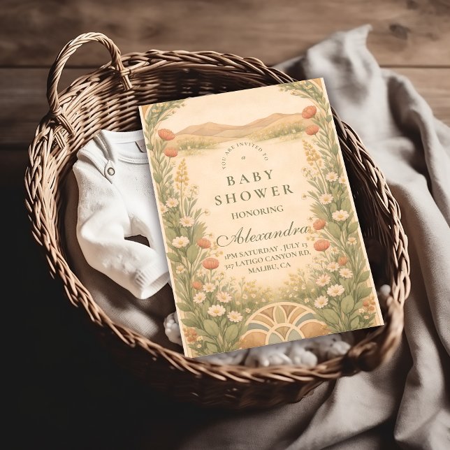 Convite Warm Neutral Desert Botanicals Baby Shower (Criador carregado)