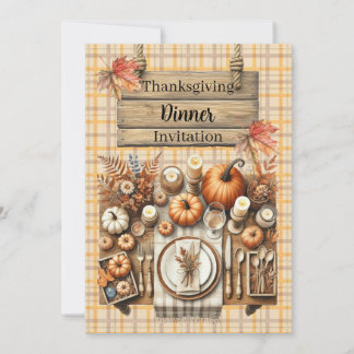 Convite Warm Red and Orange Farmhouse Thanksgiving