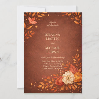 Convite Warm Rustic Floral Autumn Elegant