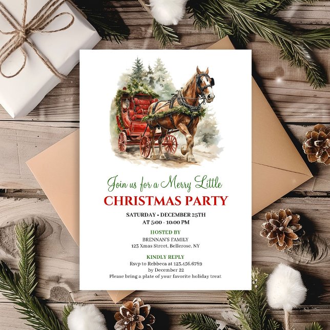 Convite Warm rustic winter scene Christmas party invite (Warm rustic winter scene Christmas party invite)
