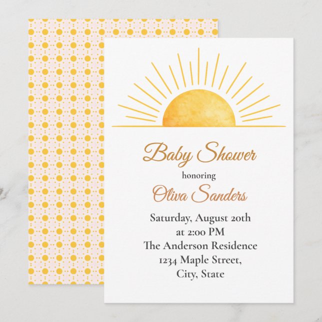 Convite Warm Sunrise Baby Shower (Frente/Verso)