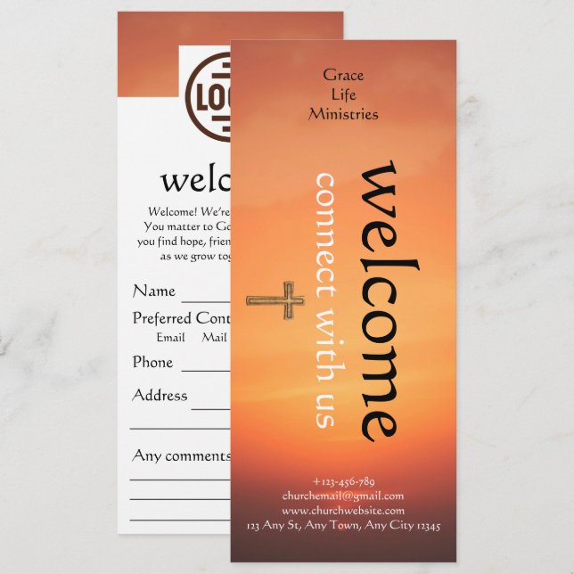 Convite Warm Sunset Church Connection Card (Frente/Verso)