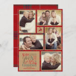 Convite Warm Wish Photo Collage Kraft & Tartan Red ID589<br><div class="desc">Este cartão de natal de colagem de fotos, rústico mas bonito, apresenta um fundo tartano emoldurado com um gráfico de papel Kraft e cheio de uma rena tartana vermelha e design de texto de tipografia de 'Desejos quentes por um 'Feliz Natal'. Adicione uma nota pessoal, suas próprias fotos e nome(s)...</div>