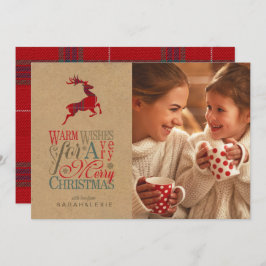 Convite Warm Wish Photo Kraft & Tartan Red ID589