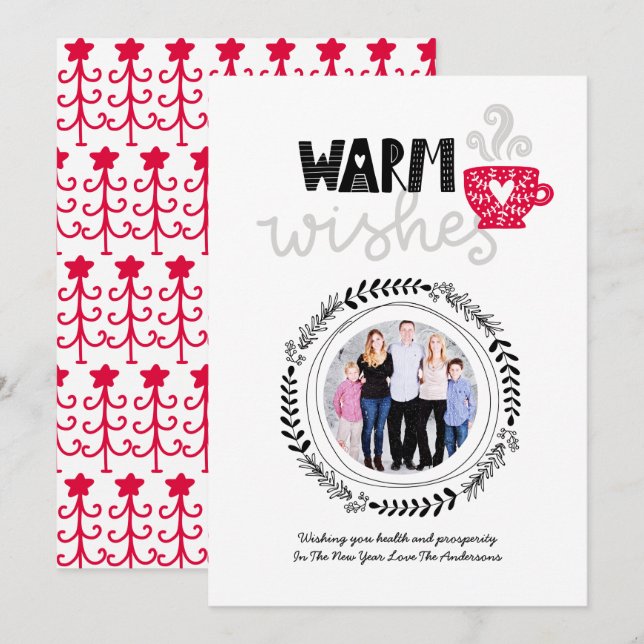 Convite Warm Wish Scandinavian Doodle FOTO Natal (Frente/Verso)