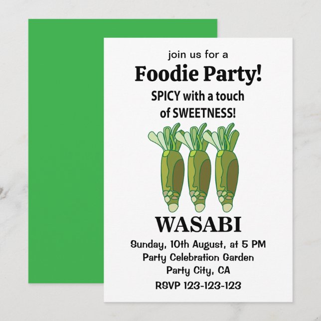 Convite Wasabi Spicy Com Um Toque De Sweetness Wasabi (Frente/Verso)