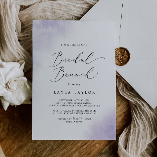 Convite Wash de Aquarela | Bridal Roxa Brunch (Criador carregado)