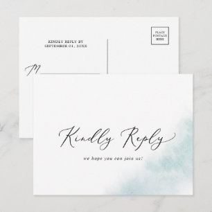 Convite Wash de Aquarela   Cartão postal RSVP Blue Song