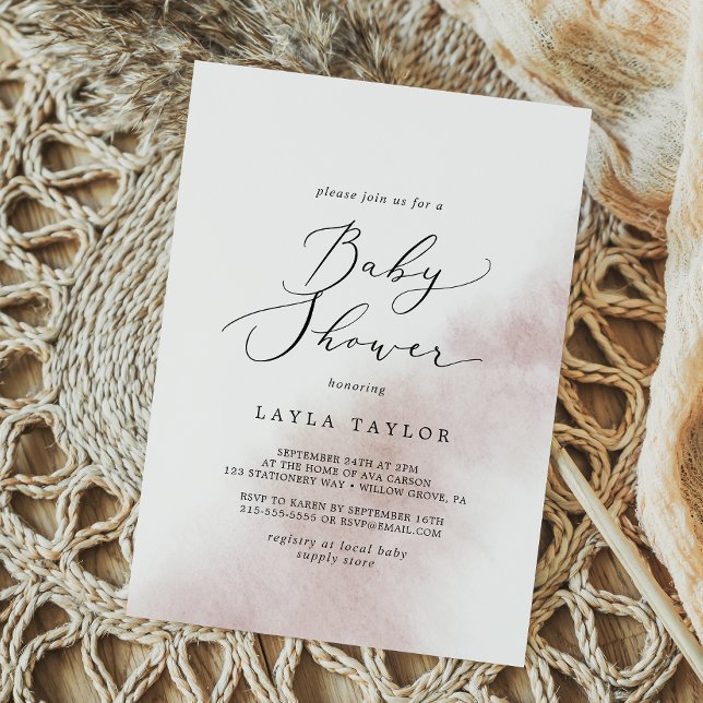 Convite Wash de Aquarela | Chá de fraldas de pincel (Criador carregado)