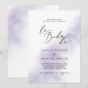 Convite Wash de Aquarela   Purple La Boda De Wedding