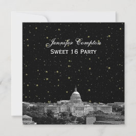 Convite Washington DC Skyline Etch Starry DIY SQ Sweet 16