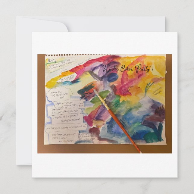 Convite Water Color Mixing Postcard (Frente)