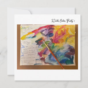 Convite Water Color Mixing Postcard