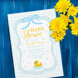 Convite Water Droplets Gingham Boy Baby Shower