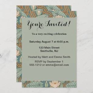 Convite Water Lily Art Nouveau Nature