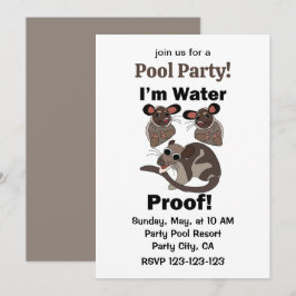 Convite Water Opossum Estou à Prova D'água Festa na Piscin