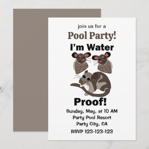 Convite Water Opossum Estou à Prova D'água Festa na Piscin