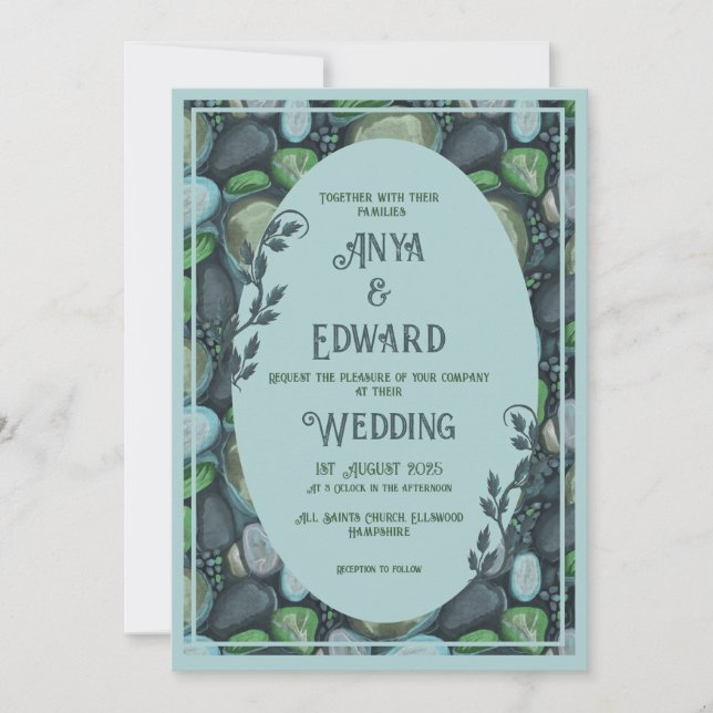 Convite Water Pebbles - Wedding Invitation (Frente)