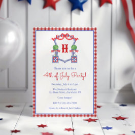 Convite Watercolor 4º de julho, Bandeira Monograma Partido