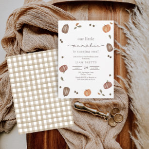 Convite Watercolor A Little Pumpkin Primeiro Aniversário