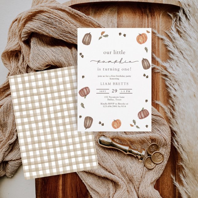 Convite Watercolor A Little Pumpkin Primeiro Aniversário (Criador carregado)