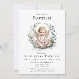 Convite Watercolor Angel Wings Baptism 