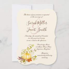 Convite Watercolor Autumn Pumpkin e Deixa Casamento