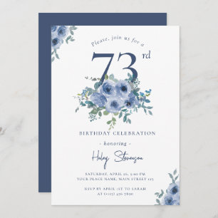 Convite Watercolor Azul Floral 73º Quic Birthday