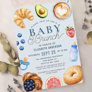 Convite Watercolor Baby Brunch Boy Baby Shower Invitation