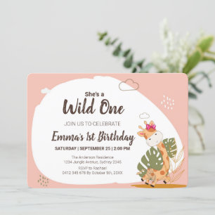 Convite Watercolor Baby Giraffe, Safari Animal Birday