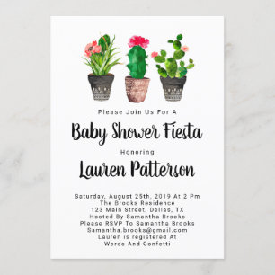 Convite Watercolor Baby Shower Invances, Fiesta