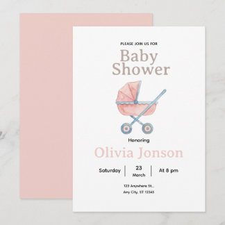 Convite Watercolor Baby Shower Invitation,