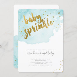 Convite Watercolor Baby Sprinkle - Aqua