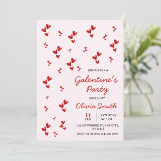 CONVITE WATERCOLOR  BALLOONS GALENTINES DAY PARTY  INVITAT