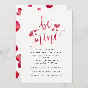 Convite Watercolor Be Mine Namorados