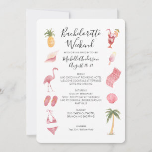 Convite Watercolor Beach Bachelorette Weekend Itinerary