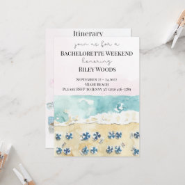 Convite Watercolor Beach Bachelorette Weekend Itinerary Em