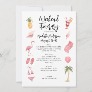 Convite Watercolor Beach Birthday Weekend Itinerary