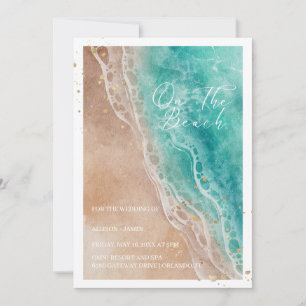 Convite Watercolor Beach No Beach Wedding
