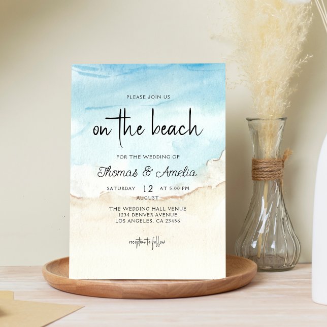 Convite Watercolor Beach No Casamento Beach Summer (Criador carregado)