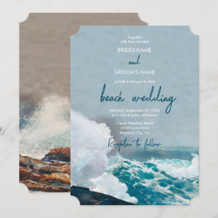 Convite Watercolor Beach Ocean Ong Casamento Monograma