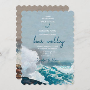 Convite Watercolor Beach Ocean Ong Casamento Monograma