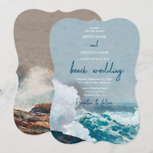 Convite Watercolor Beach Ocean Ong Casamento Monograma