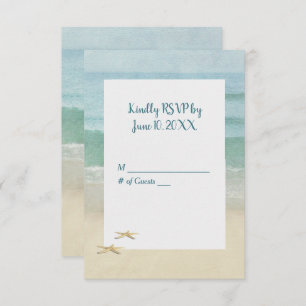 Convite Watercolor Beach Starfish Weding RSVP