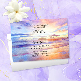 Convite Watercolor Beach Sunrise Wedding
