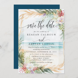 Convite Watercolor Beach Weding The Date Card