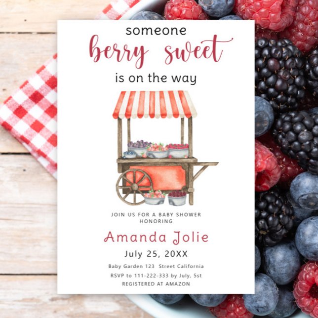 Convite Watercolor Berry Sweet Berries Baby Shower (Criador carregado)